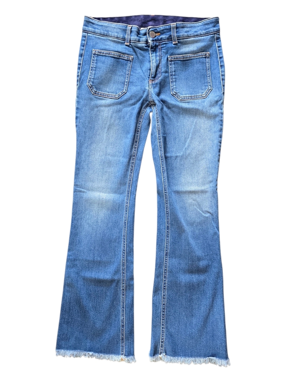 Stella McCartney Light Blue Flared Jeans with Frayed Hem